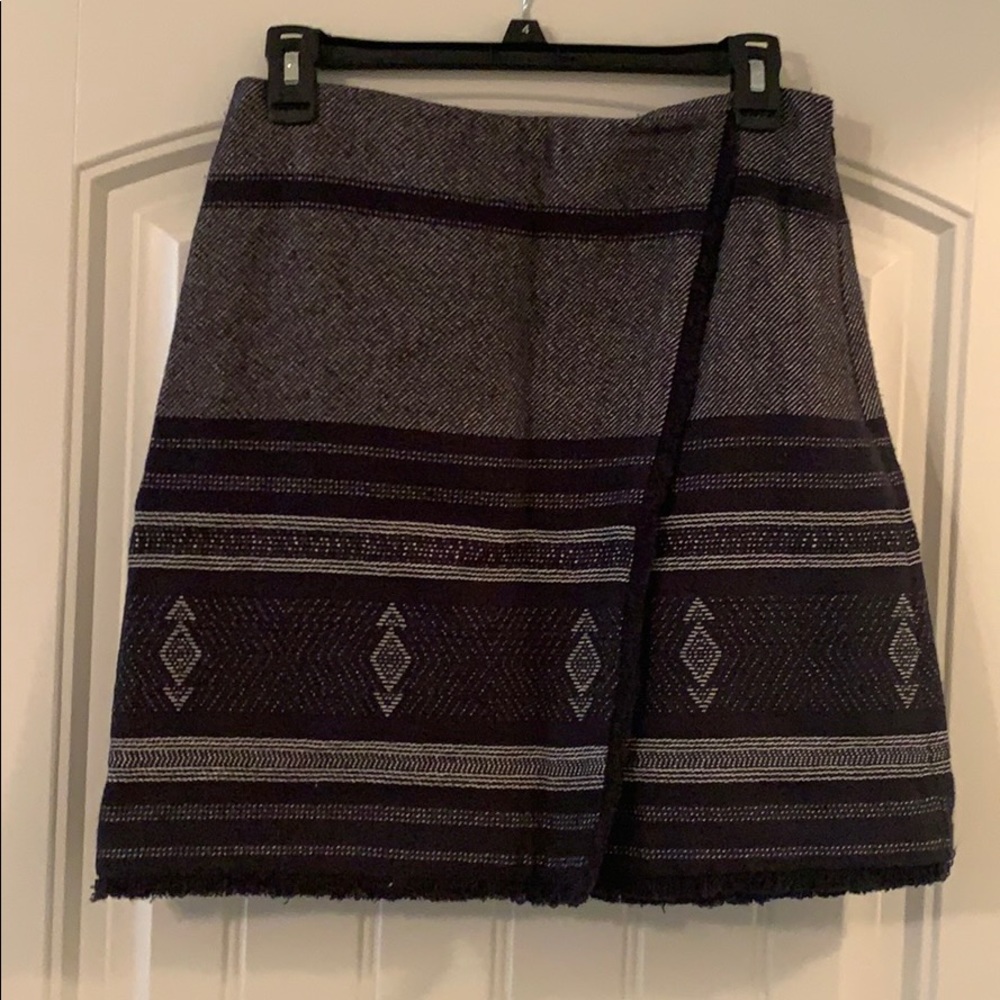 Loft Winter Navy Pattern Skirt